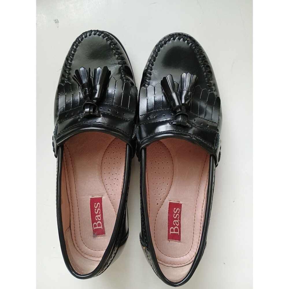 Bass Leather Grammer Kiltie Tassel Black Slip On Loafer Casual Shoe Mens 8 M - Picture 2 of 9